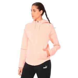 Puma Womens L Coral Pink Peach Full-Zip Hoodie Jacket Athleisure Full Zip Pocket